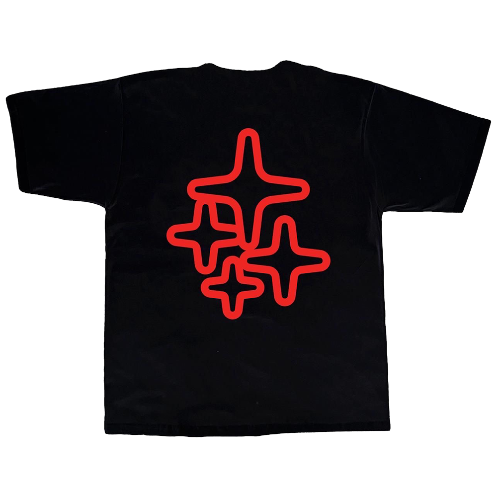 LIMITED EDITION DRAMA CALL X AITCH RED 4 STAR BLACK T-SHIRT