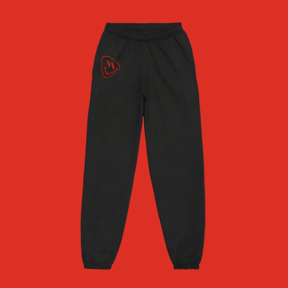 AITCH SMILEY BLACK JOGGERS - Small & Large only